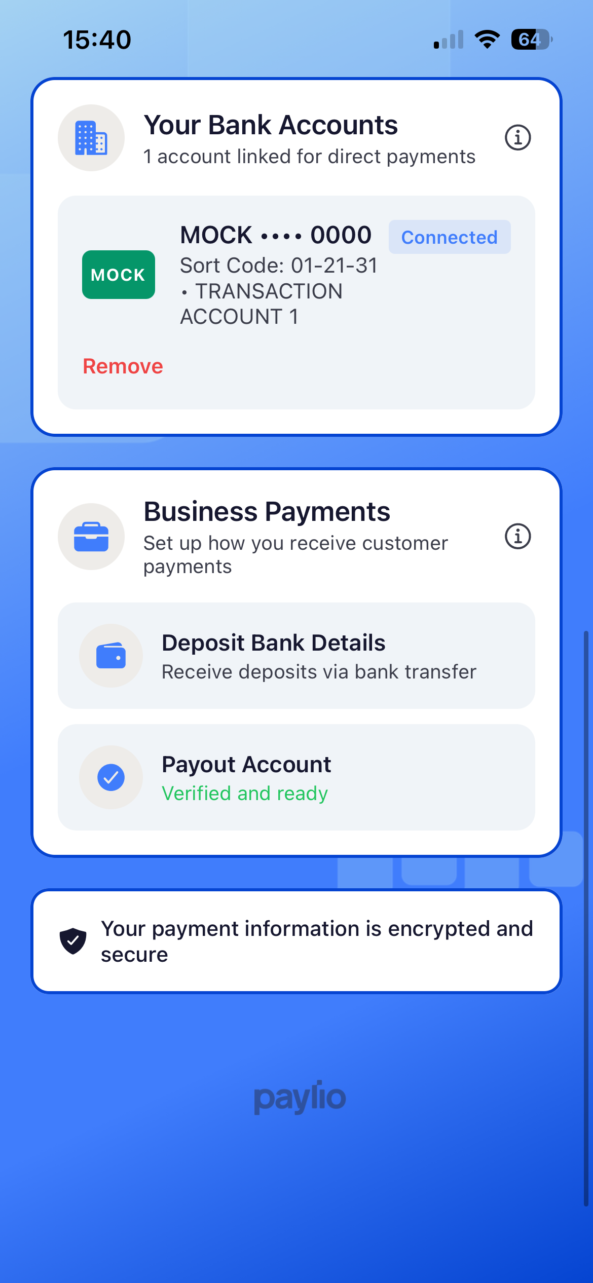 Paylio Security Screen
